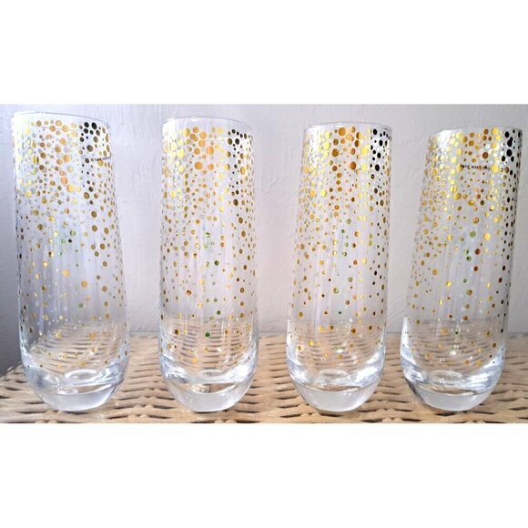 Unbranded Stemless Champagne Flutes Gold Confetti Set of 4 - Picture 3 of 8